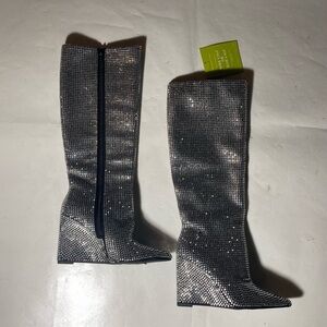 Gianni Bini Glittering Silver Over the Knee Boots